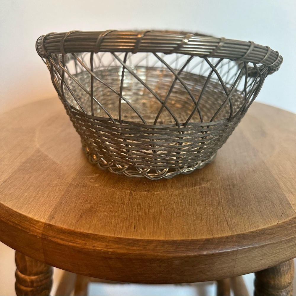 Vintage Silver Plated French Baguette  Basket Dinner Rolls Buns Woven Patina - Picture 4 of 12